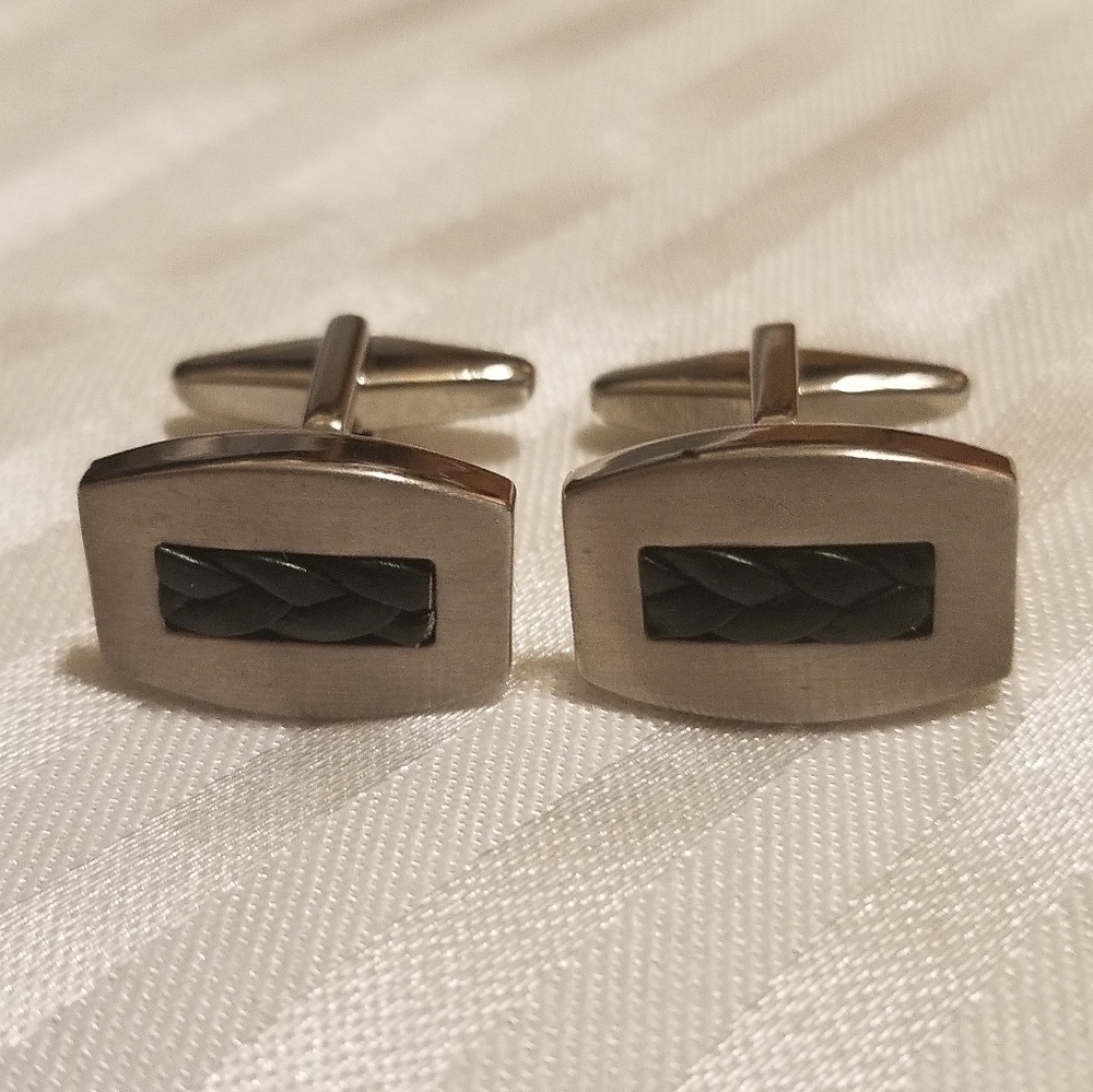 Silver and Black Cuff Links